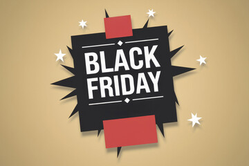 Dynamic Black Friday banner with geometric shapes on warm beige background for engaging sale promotions