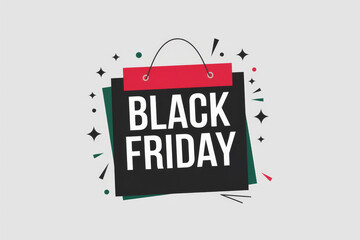 Simple Black Friday sale poster with white background and colorful elements for appealing shopping discounts
