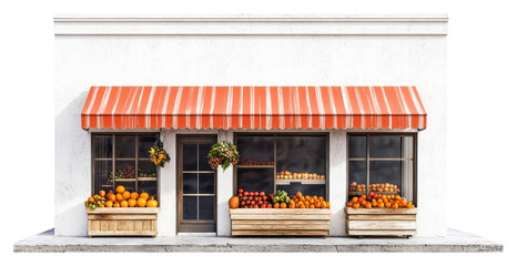 PNG Modern fruits shop facade awning neighborhood shopfront.