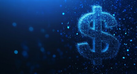 Abstract dollar sign, against a blue background. B