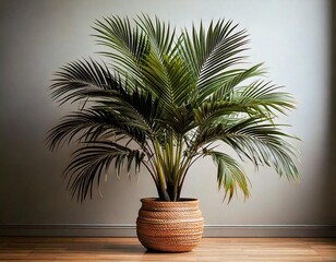 Obraz premium PNG of an Elegant Indoor Potted Palm Plant for Interior Decor and Design Projects