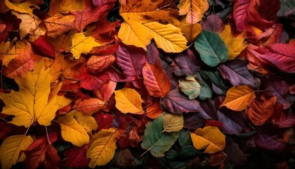 Fototapeta premium Autumn leaves lying on the floor 