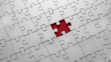 Close-Up of Metallic Jigsaw Puzzle with Missing Pieces