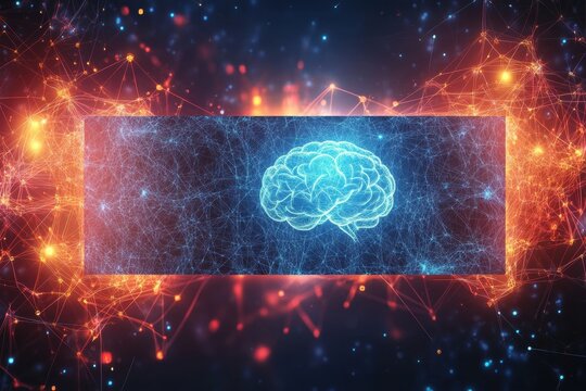 futuristic banner displaying telepathic communication concept with glowing neural connections on a high-tech background