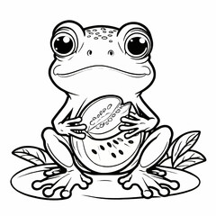 Cute frog eating a mango 