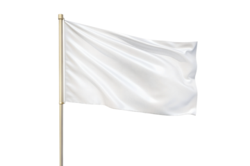 White flag on a transparent background, mockup, png