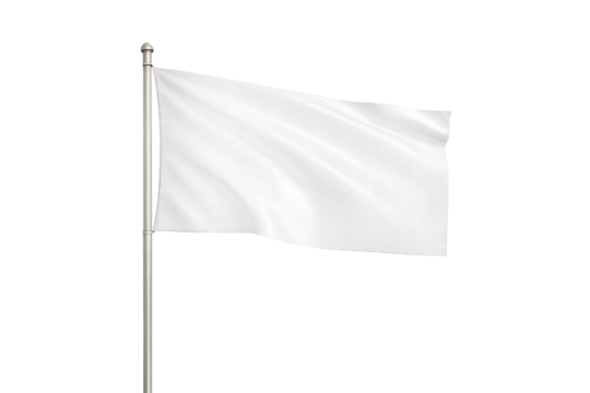 White flag. developing on a transparent background, mockup, PNG