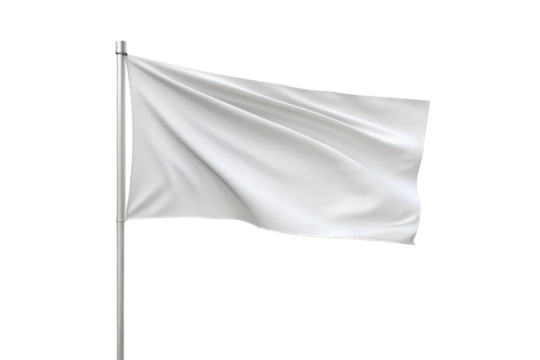 White flag. developing on a transparent background, mockup, PNG