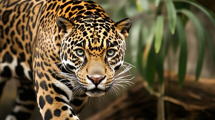 Obraz premium Jaguar is walking through the jungle