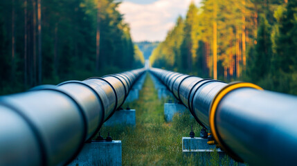 Oil pipeline under forest canopy representing energy infrastructure
