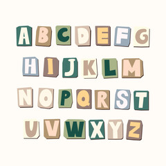 Paper style ransom note letter item set