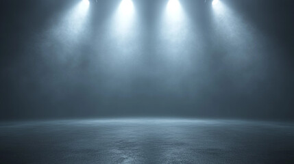 Fototapeta premium Dark Background with Spotlights and Fog for Product Display or Presentation
