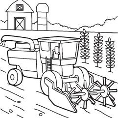 Combine Harvester Coloring Page Free Vector