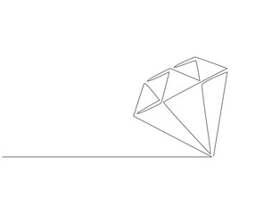 Continuous one line drawing of diamond stone. One line drawing illustration of luxury diamond. Jewellery, gemstone, fashion concept single line. Editable outline