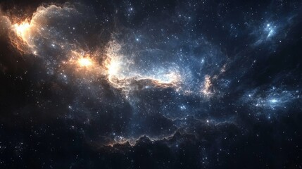 Obraz premium A beautiful, starry night sky with a large cloud of gas and dust