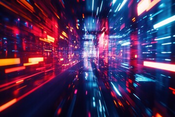 Futuristic Motion with Bright Colors and Light Trails