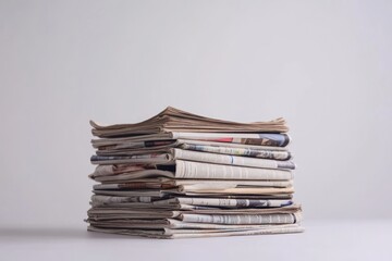 Stacked Newspapers on a White Surface
