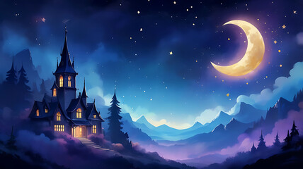 Fototapeta premium Nature background, watercolor style