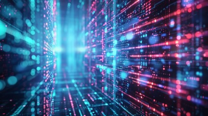 Abstract Data Lines in Blue and Pink Futuristic Design