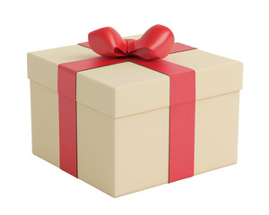 Fototapeta premium Gift Box With Red Ribbon Isolated On Transparent Background