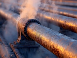 Industrial Pipe with Steam in Processing Facility