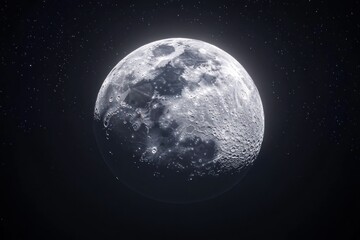 Fototapeta premium Full Moon in Dark Night Sky with Stars