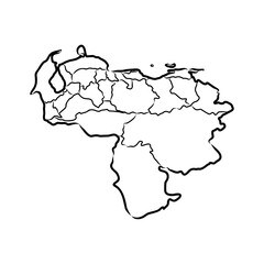 Venezuela map hand drawn sketch. Vector illustration.Venezuela map, vector sketch