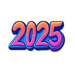 2025: A New Year Graphic Design isolated on transparent background, cut out, png, perfect for calendars, posters, and digital marketing.