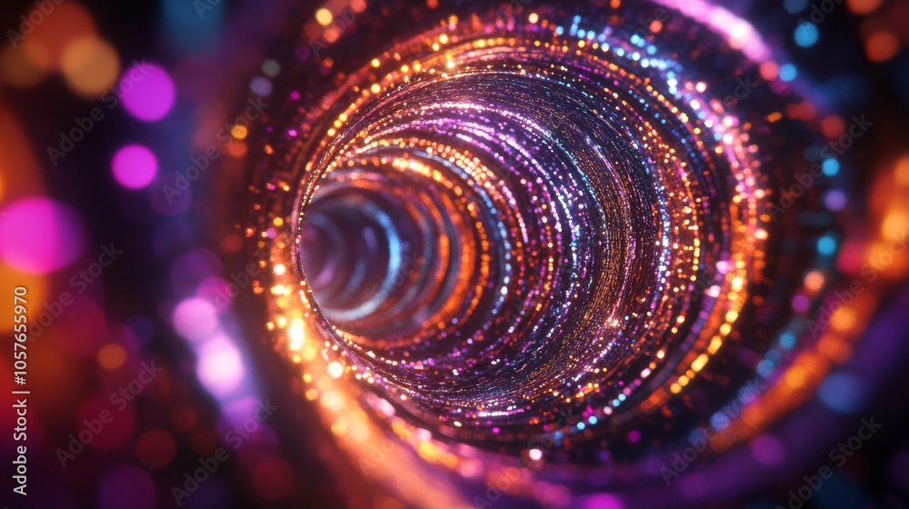 Poster Abstract Colorful Tunnel with Sparkling Particles