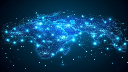 Abstract map of saudi arabia and mena  global connectivity, data transfer, and cyber technology