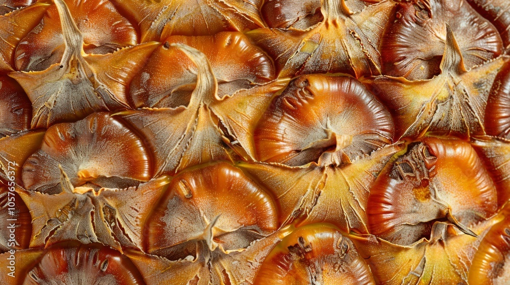 Poster an intricate pineapple skin pattern used as a background, with rich textures and natural colors givi