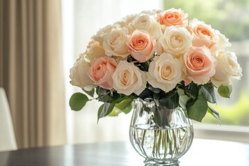 Obraz premium Elegant Bouquet of Soft Pink and White Roses