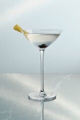 Lemon Zest Adorned Clear Cocktail