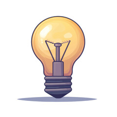Illuminated Idea: A bright, cartoon-style lightbulb radiates innovation and inspiration isolated on transparent background, cut out, png. Perfect for projects needing a spark of creativity. 