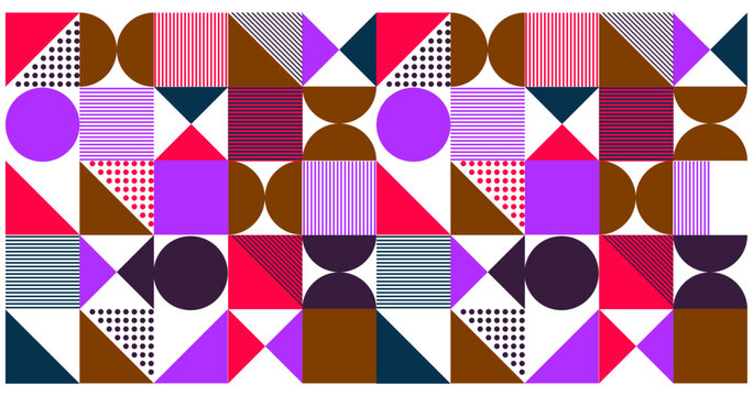 Fototapeta geometric Bauhaus seamless vector pattern for wrapping paper, background, and wallpaper. modern, contemporary abstract design.