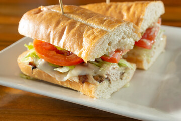 A view of a club sandwich.