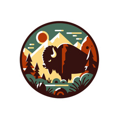 Fototapeta premium Bison of buffalo badge template isolated vector illustration