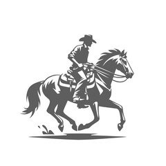 Obraz premium Cowboy riding a horse. Isolated vector illustration