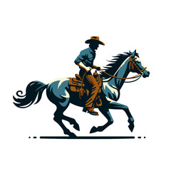 Obraz premium Cowboy riding a horse. Isolated vector illustration