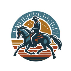 Fototapeta premium Cowboy riding a horse. Isolated vector illustration