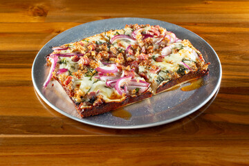 A view of a Detroit style pizza.