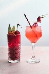 Two Red Berry Cocktails with Ice