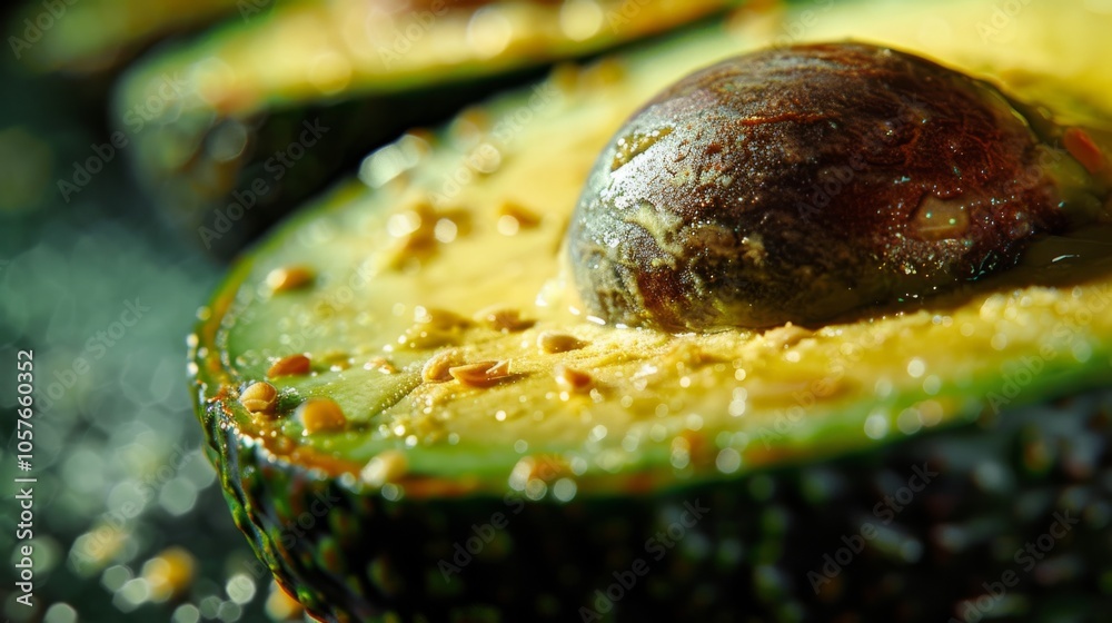 Poster avocado cross-section showing pit
