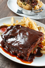 A view of a half rack of baby back ribs.