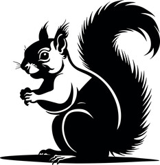 Squirrel Vector Black Silhouette Design For T-Shirt