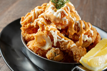 A view of a bowl of Fritto Misto di Mare.
