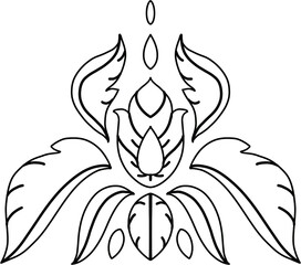 Flower and Leaves Thai Pattern, Hand Drawn Illustration