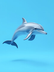 Fototapeta premium Dolphin isolated on a solid blue background