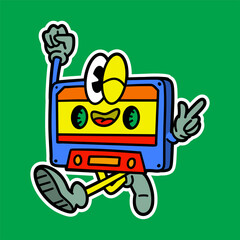 Groovy Electronic Cartoon Character Mascot Illustration