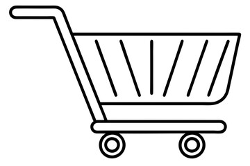 Shopping Cart Icon Vector Silhouette Illustration on White Background